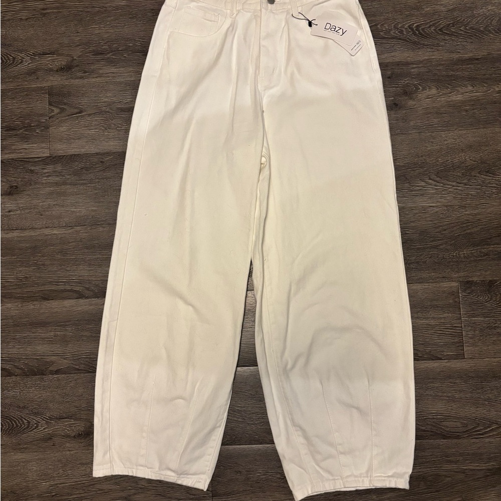 White Wide-Leg Denim